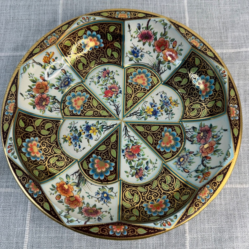 VTG 1971 Daher Decorated Ware Floral Metal Tin Bowl Trinket Tray Key Purse Bowl